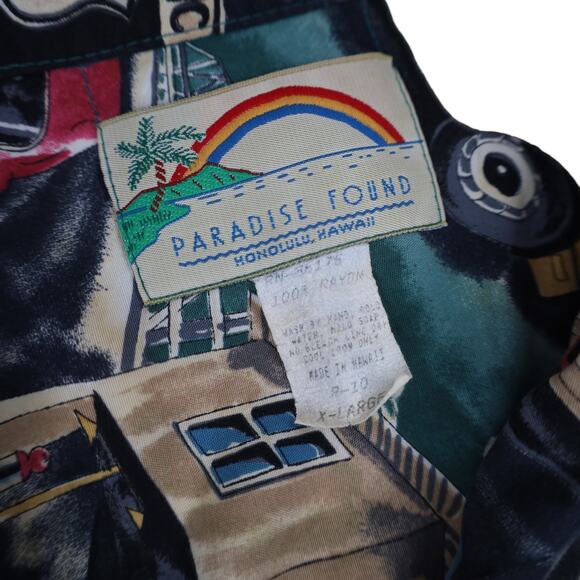 Vintage Paradise Found Hot Rod Muscle Car Allover Print Hawaiian Shirt - Picture 7 of 9